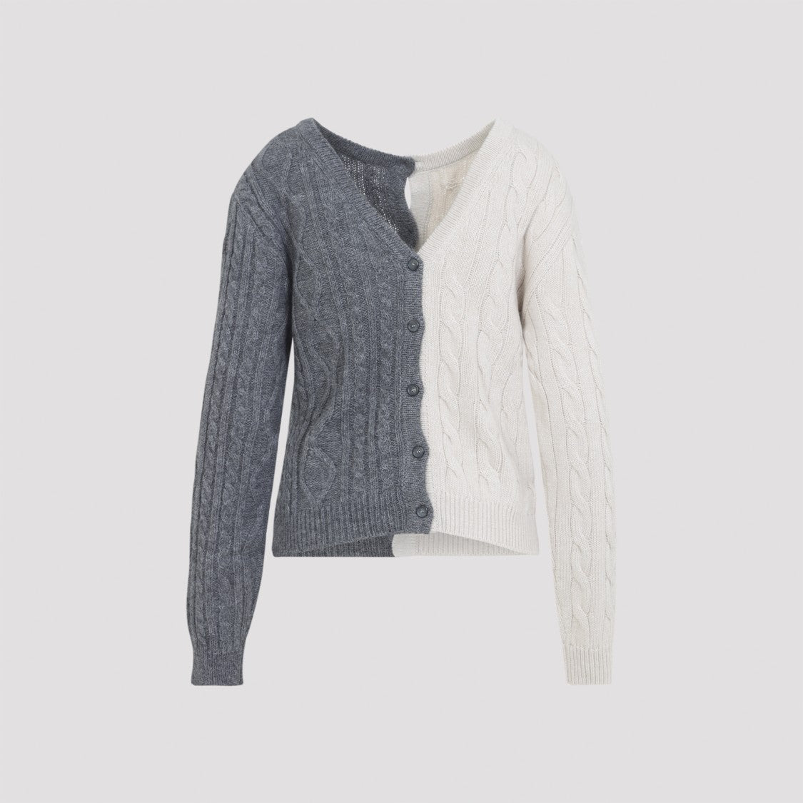 Moschino Bicolor Grey Wool Cardigan