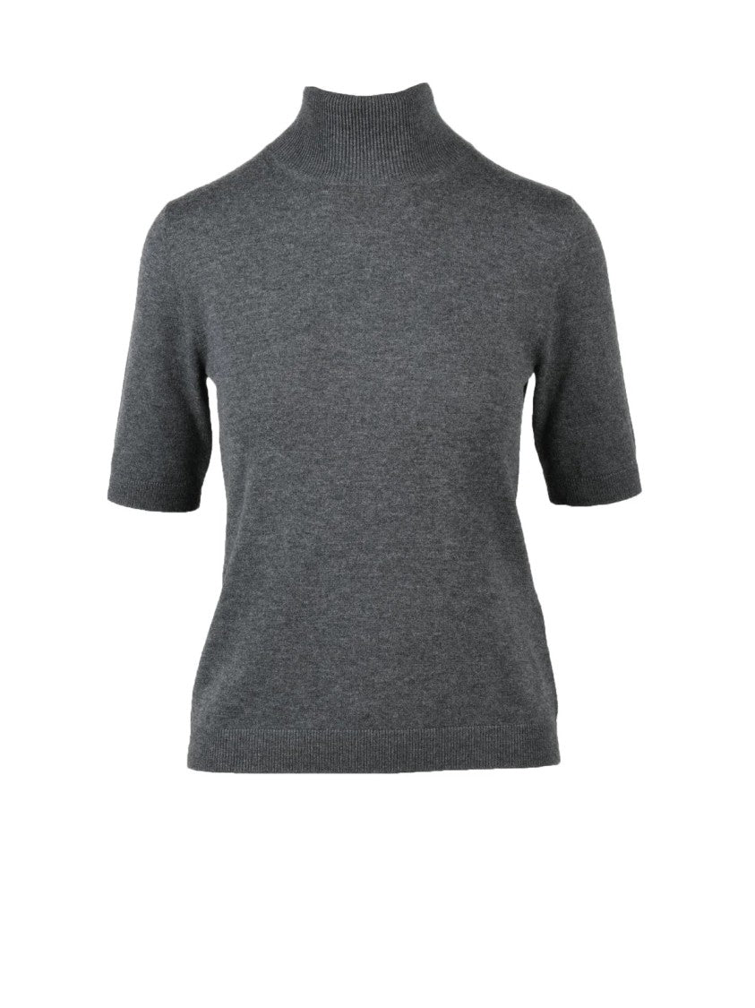 Max Mara Fitted Short-Sleeved Base Layer With High Neckline And Ribbed Trims