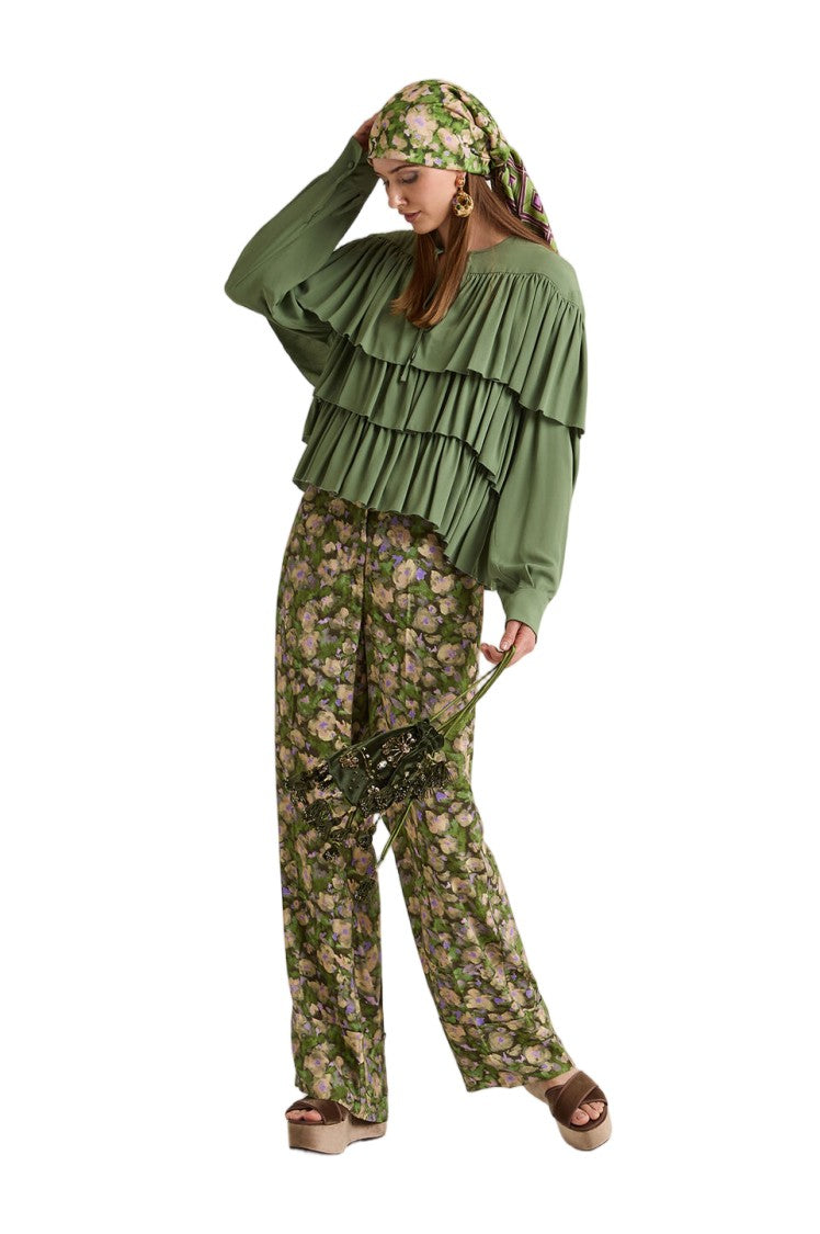 Maliparmi Crêpe De Chine Ruffle Tie-Closure Blouse