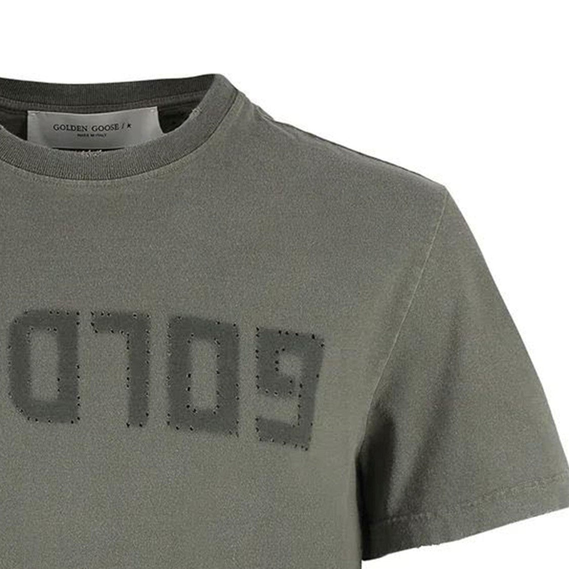 Golden Goose Green Cotton Regular T-Shirt With Inverted Logo Design