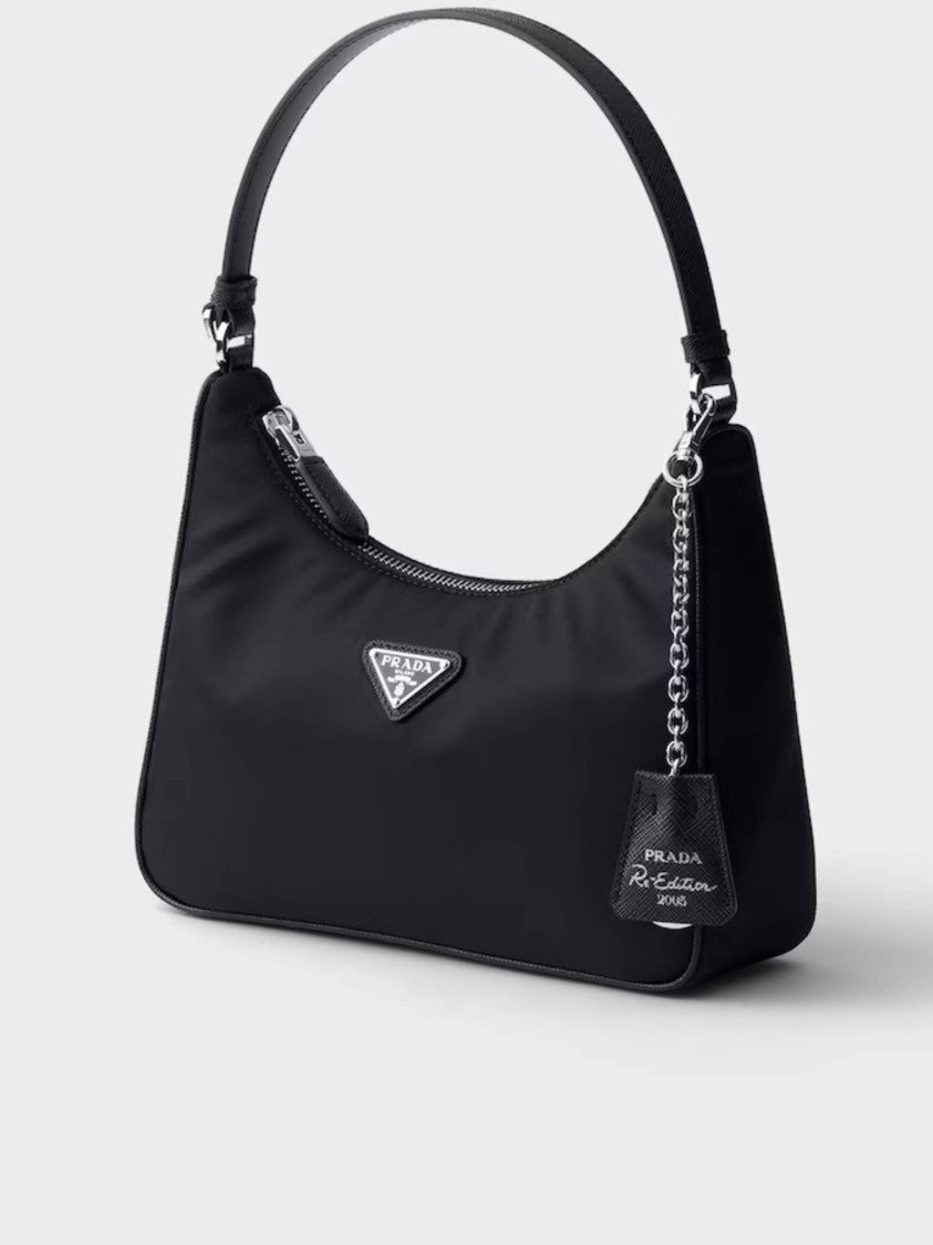 Prada Curved Rectangular Mini Shoulder Bag With Chain Detail