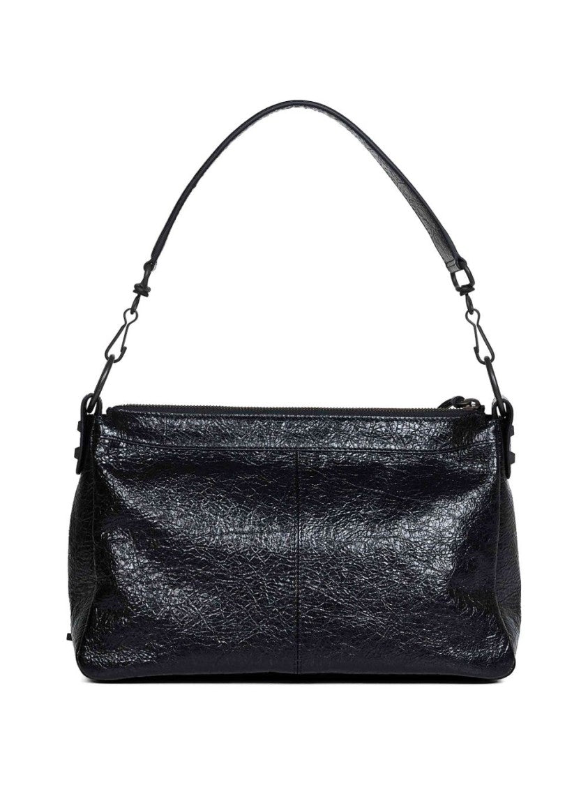 Balenciaga Black Le City Moto Lambskin Shoulder Bag