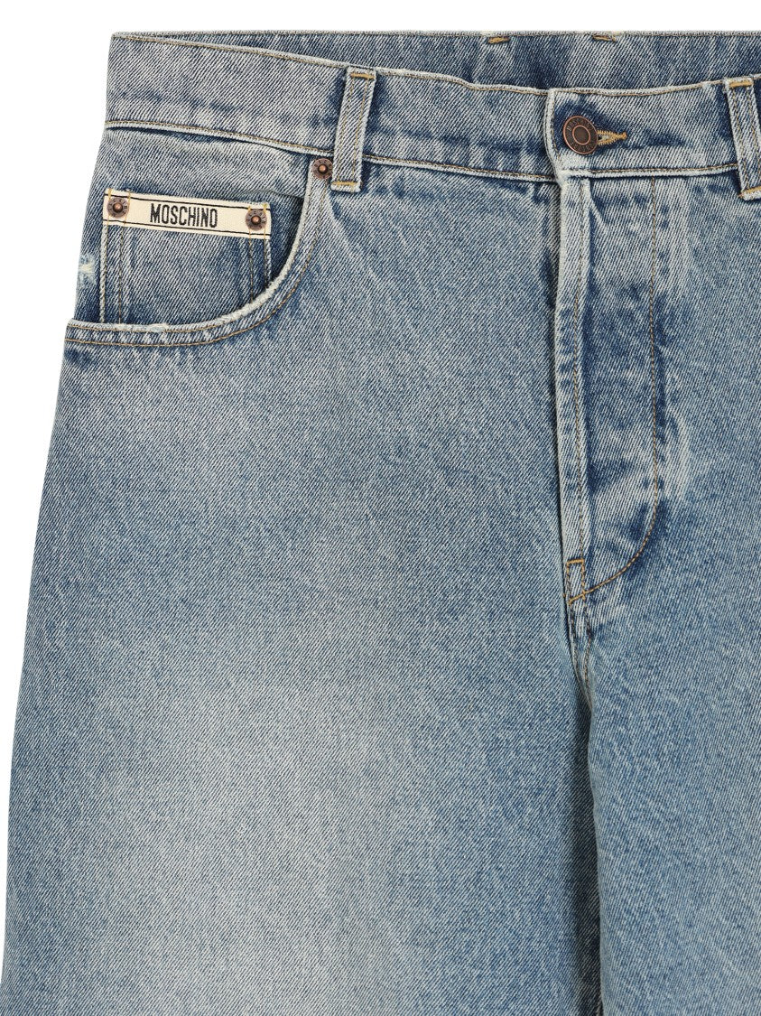 Moschino Tailored Straight-Leg Trousers In Cotton