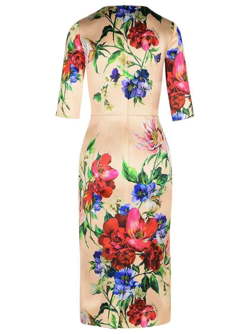 Dolce & Gabbana Midi Dress With Floral Accents