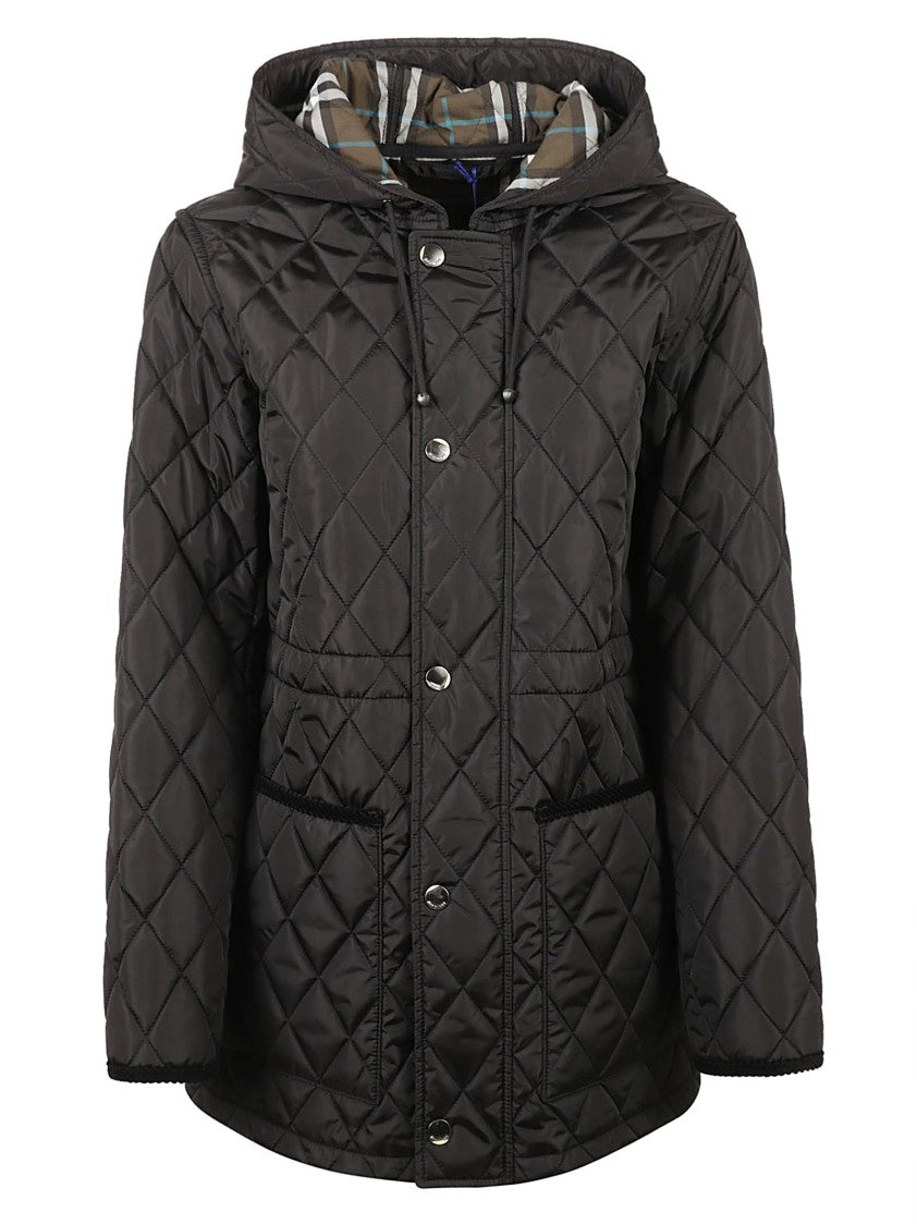 Burberry Quilted Black Coat With Hood