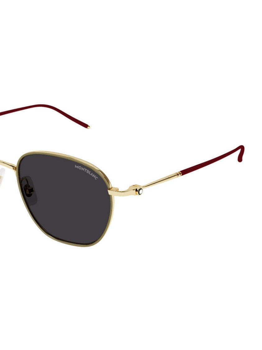 Montblanc Brown Mb0160s Geometric Gold Sunglasses