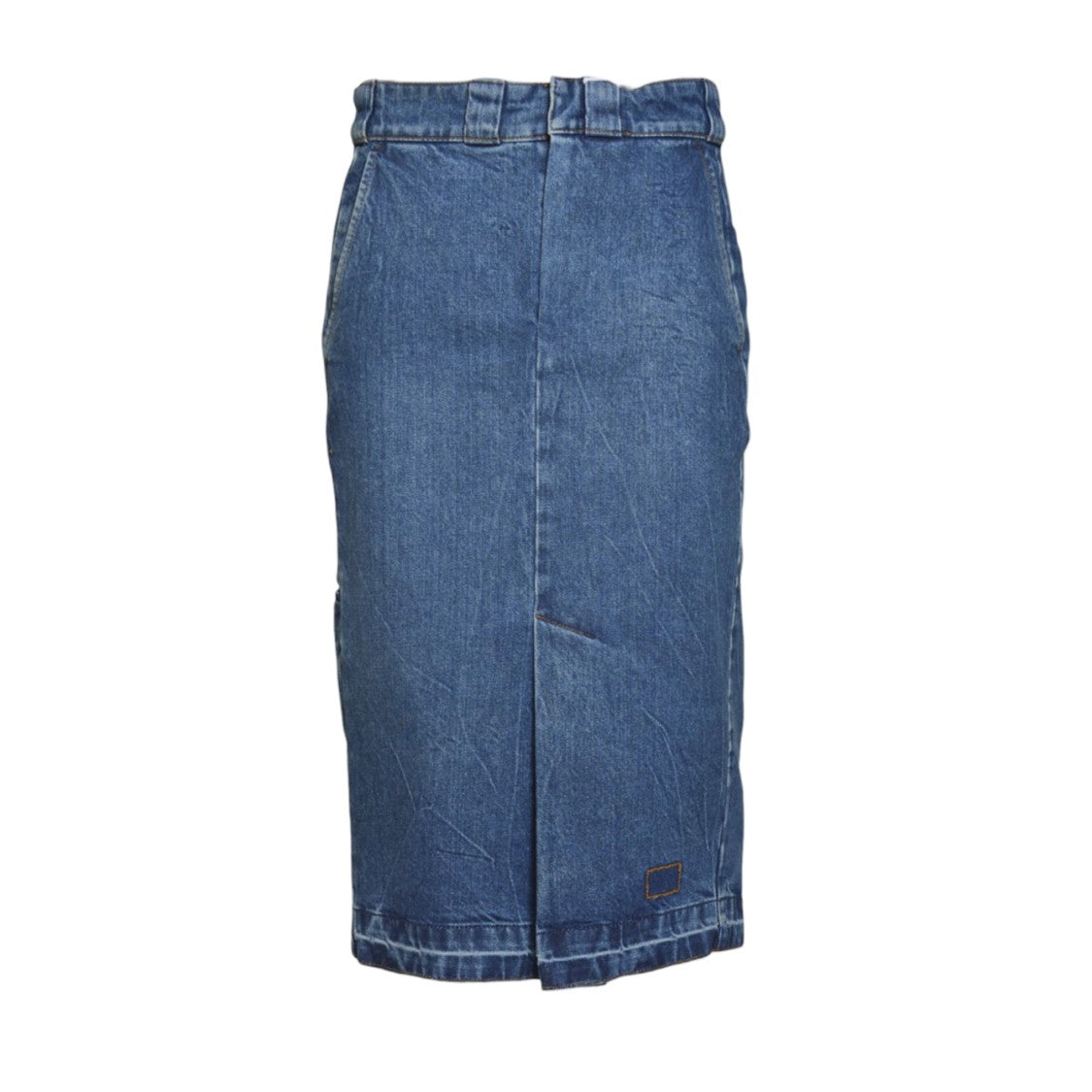 Maison Margiela Structured Denim Midi Skirt With High Waist And Pockets