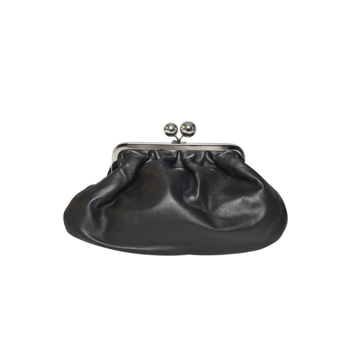 Max Mara Soft Gathered Leather Clutch With Detachable Chain Strap