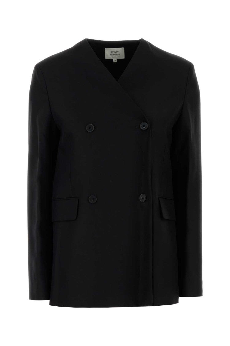 Loulou Studio Black Viscose Blend Munro Blazer