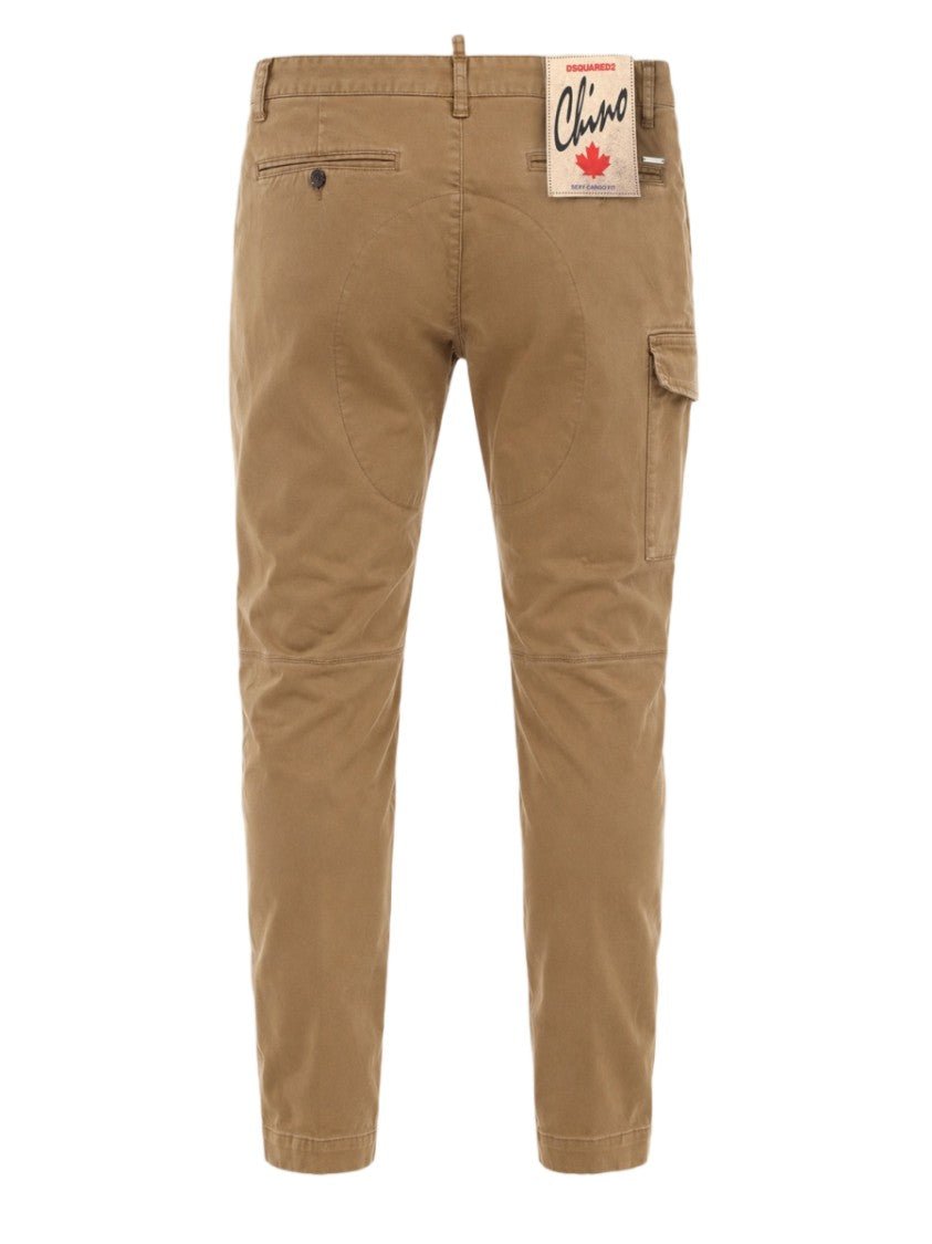 Dsquared2 Slim-Fit Brown Cargo Pants With Flap Pockets And Button Closures