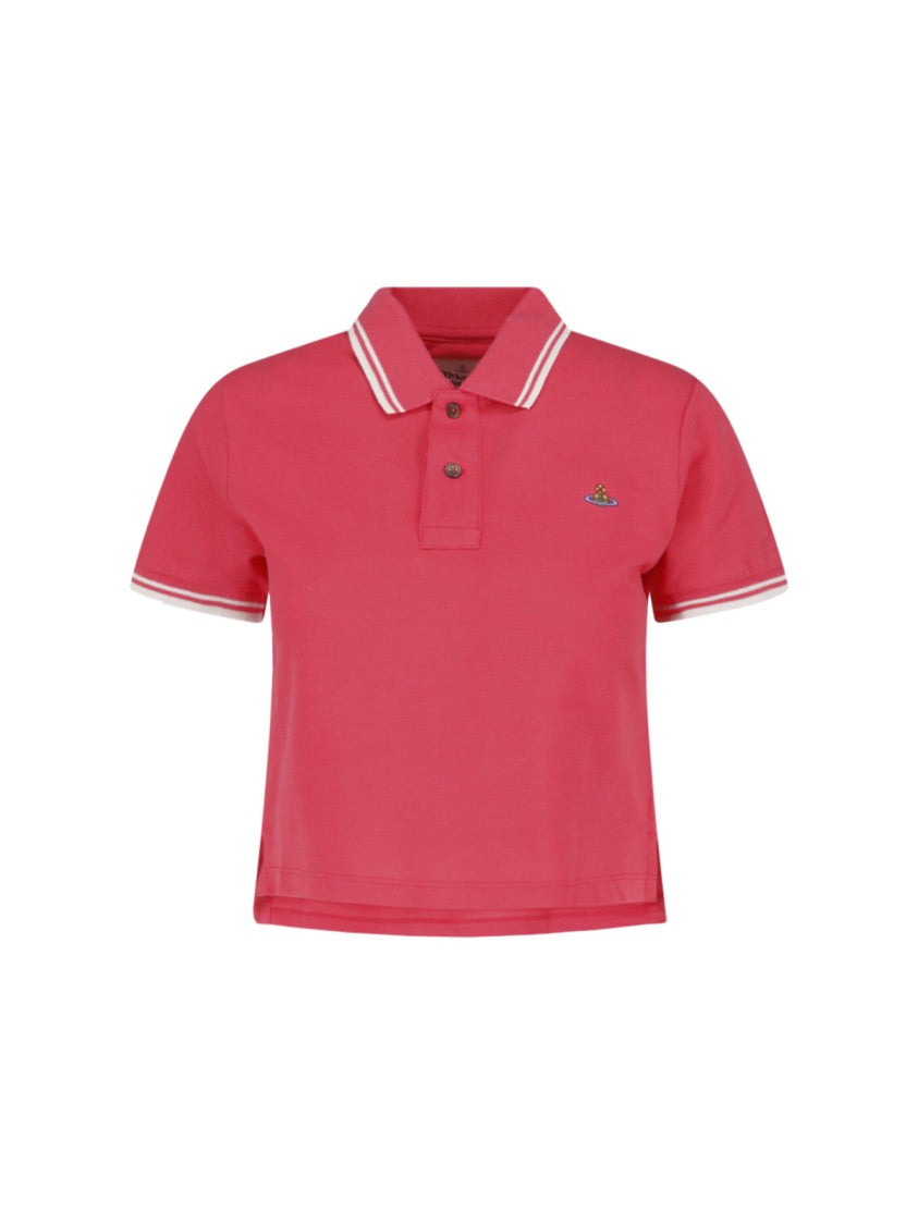 Vivienne Westwood Cropped Polo Shirt With Double Stripe Detailing