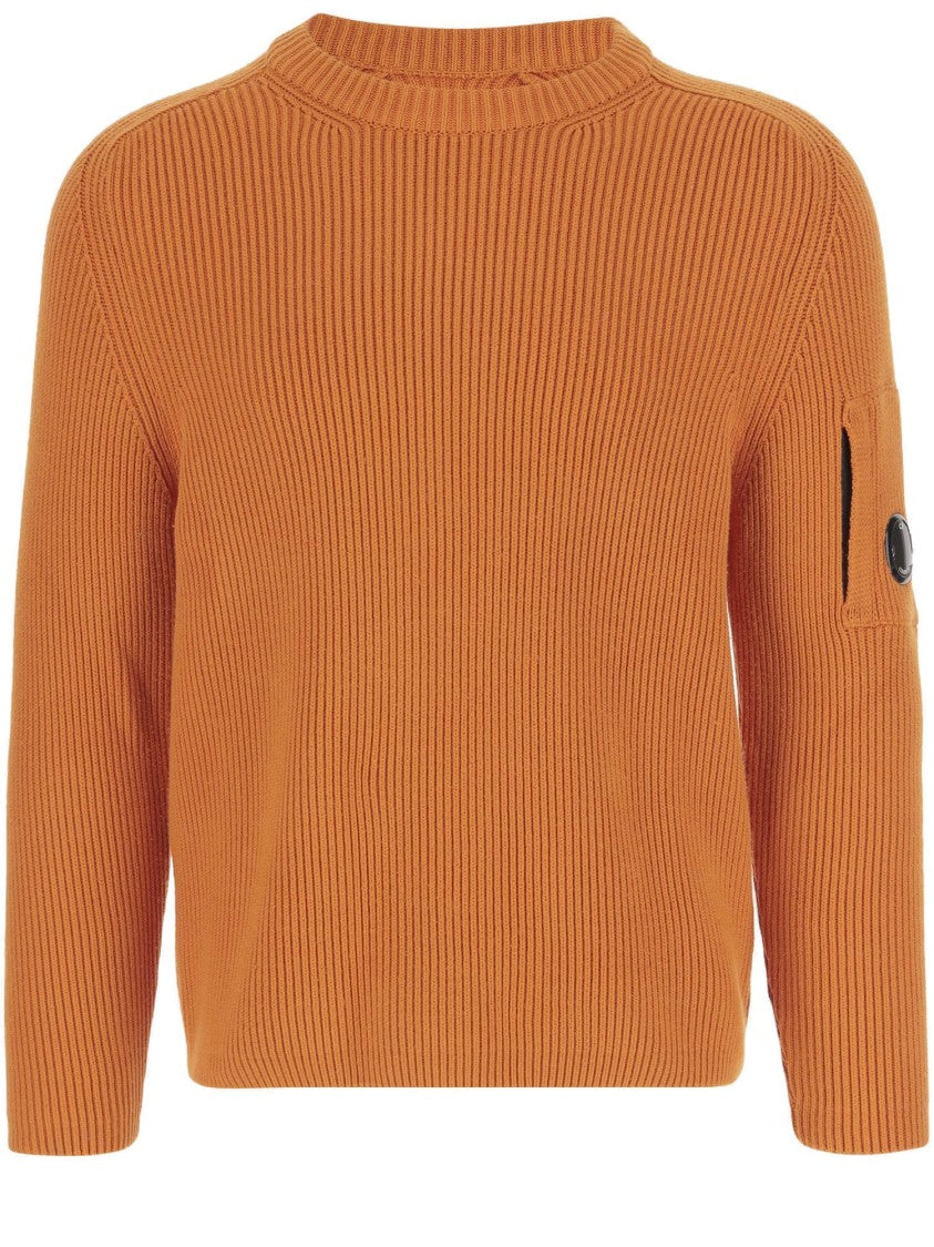 C.P. Company Contemporary Cotton Blend Sweatshirt With Ribbed Knitting And Logo Detail