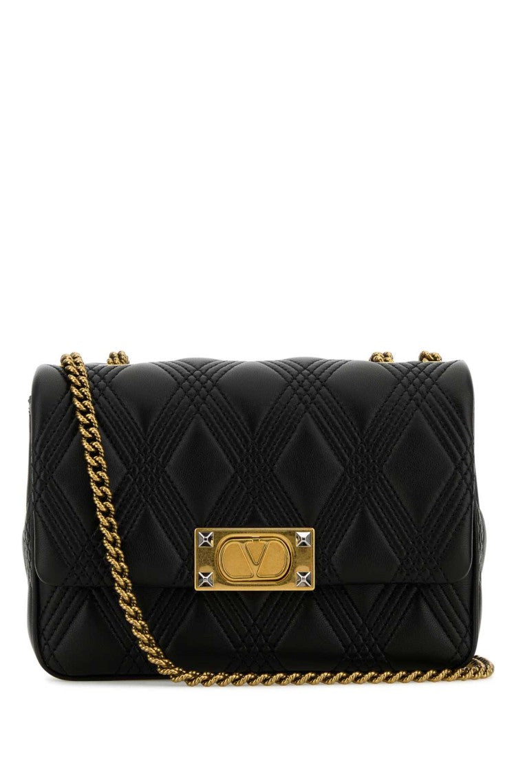 Valentino Garavani Black Nappa Leather Medium Quiltie 67 Shoulder Bag