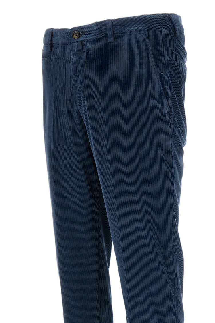 Briglia 1949 Blue Cotton Corduroy Slim Straight-Leg Pants