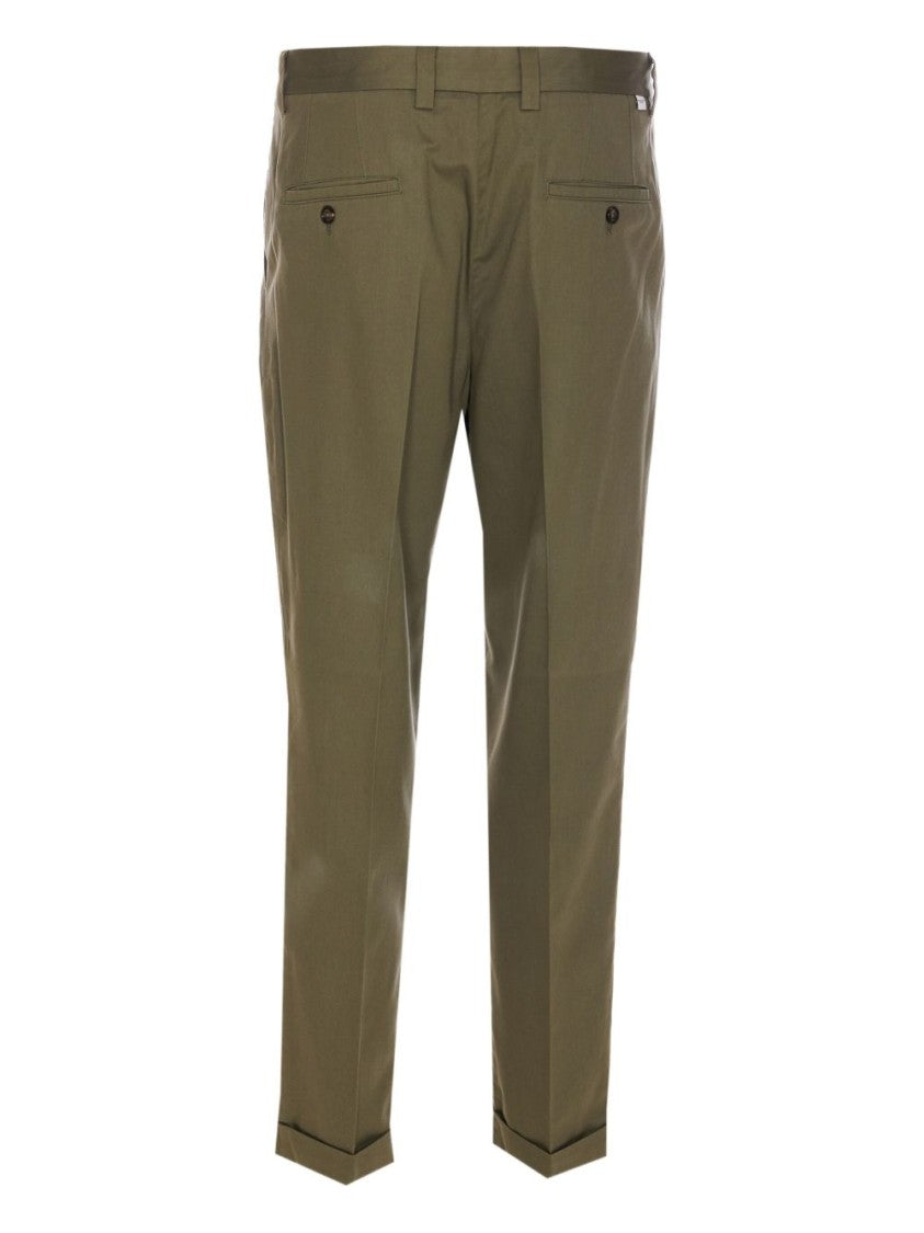 Paolo Pecora Tailored Green Trousers With Classic Waistband