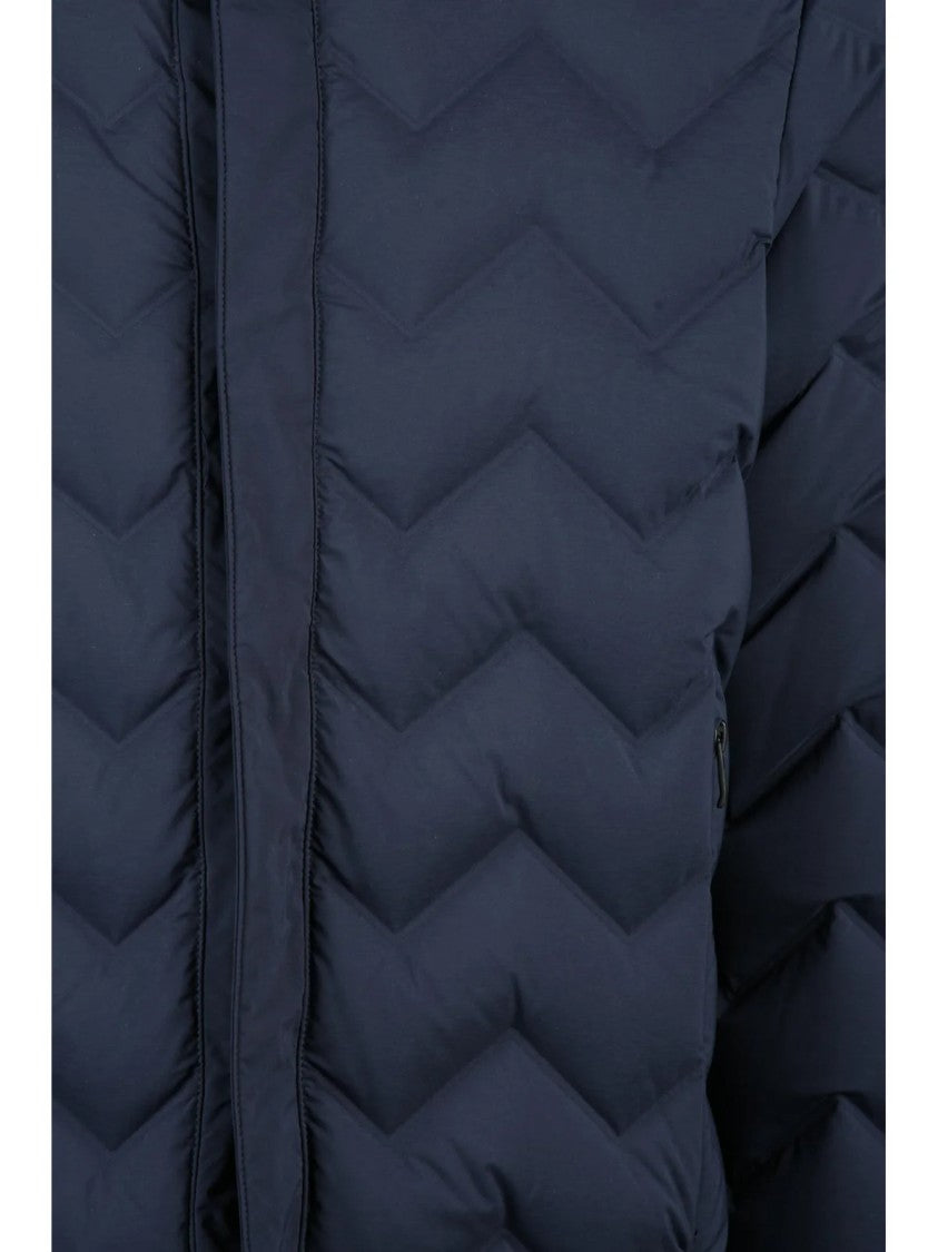 Emporio Armani Chevron-Patterned Down Jacket With Snap Button Closure