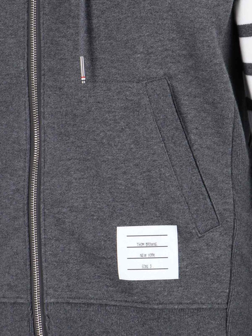 Thom Browne Dark Grey 4-Bar Cotton Zip Hoodie