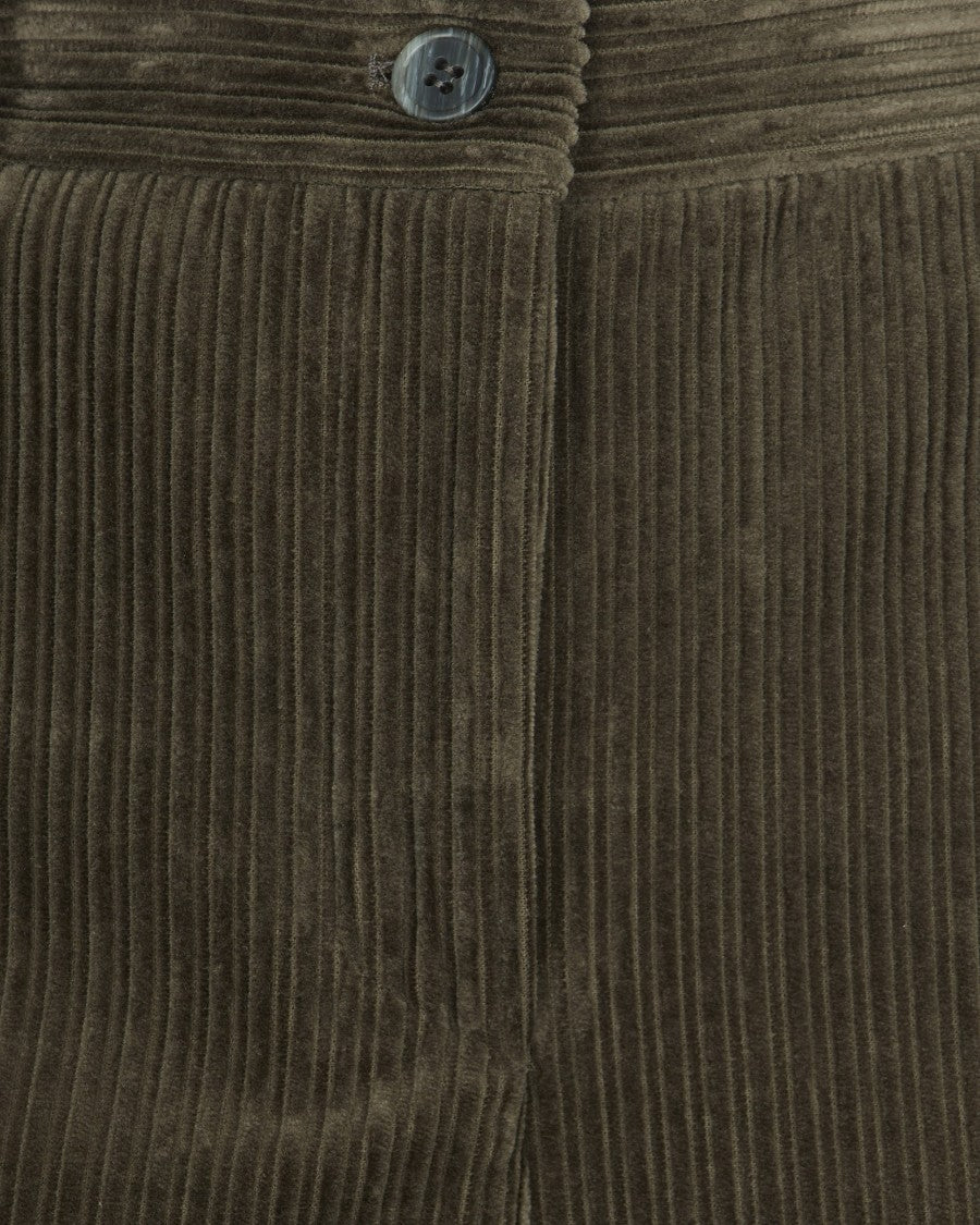 P.A.R.O.S.H. Ribbed Velvet Trousers With Front Pleats