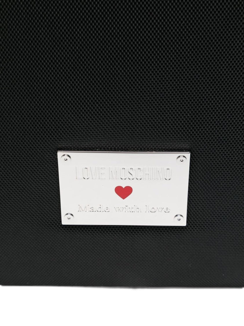 Love Moschino Rectangular Black Shopper Bag With Heart Detail