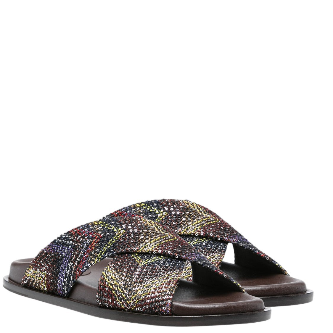 Missoni Multicolor Sequined Chevron Flat Sandals