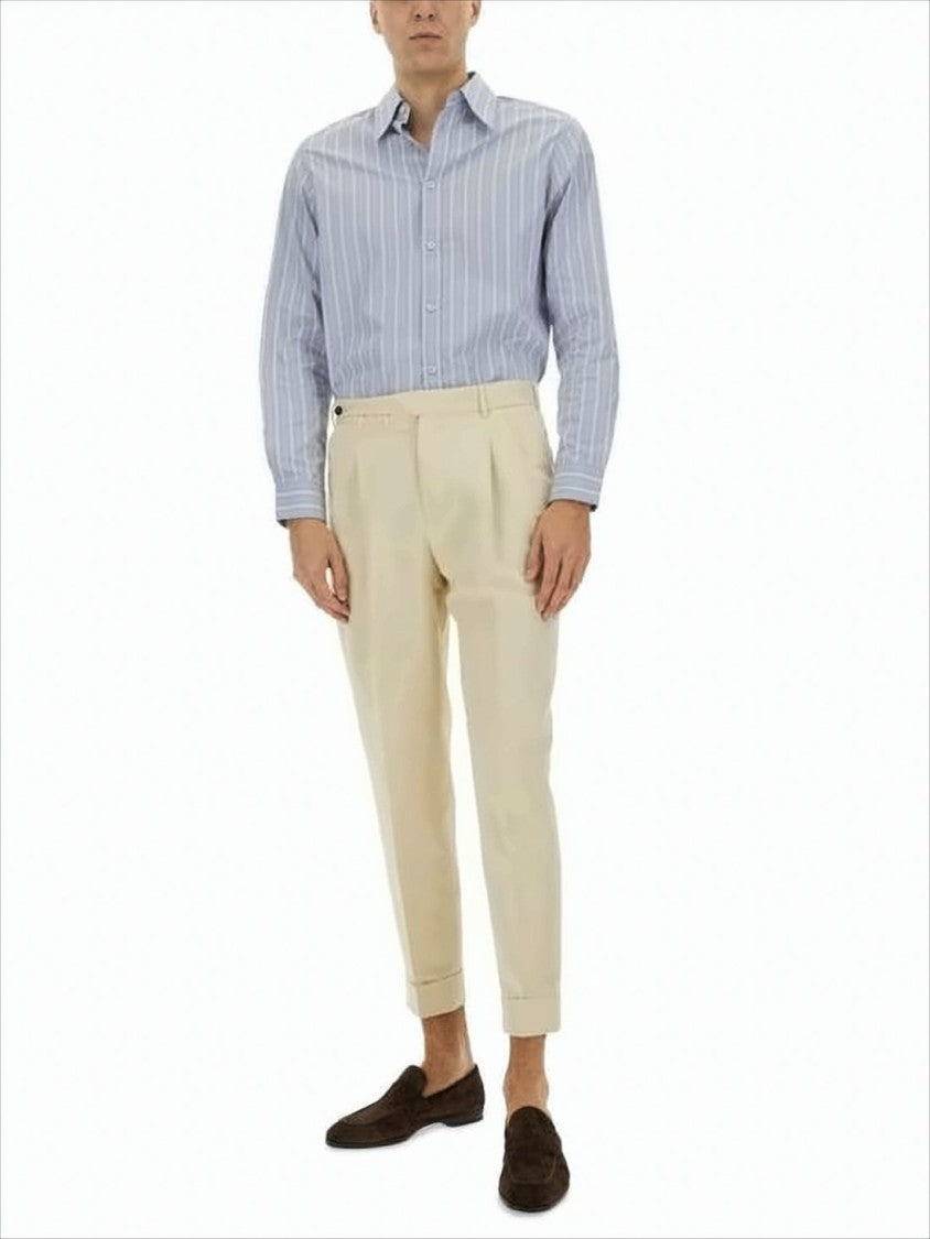 Pt Torino Tailored Fit Straight Pants With Pleated Front