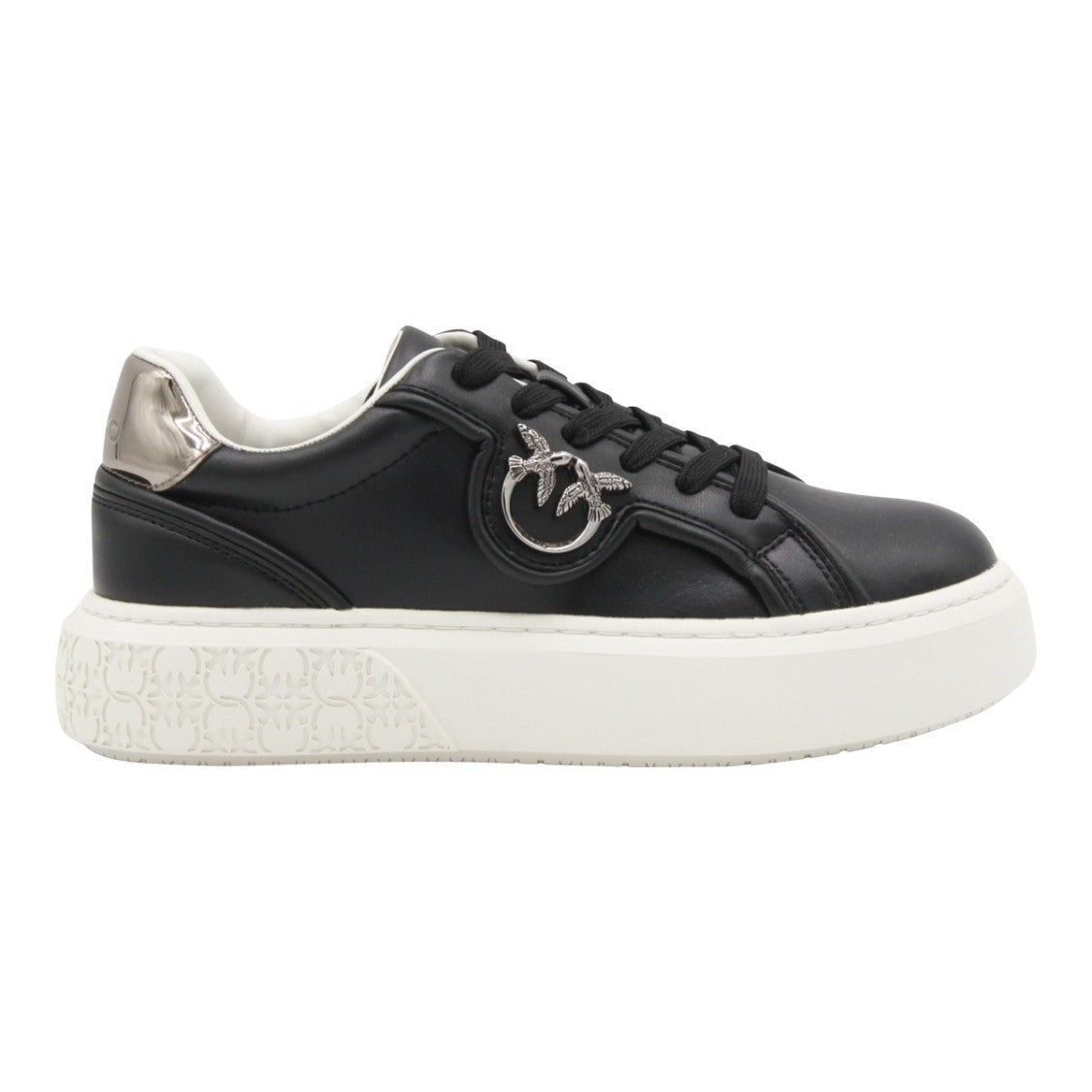 Pinko Black Platform Sneakers With Metallic Accents