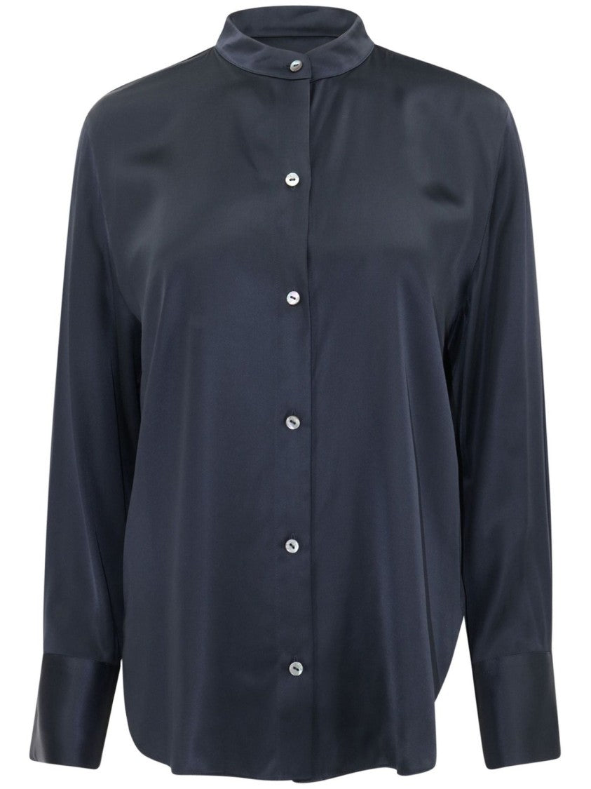 Vince L/S Band Collar Front Shirt