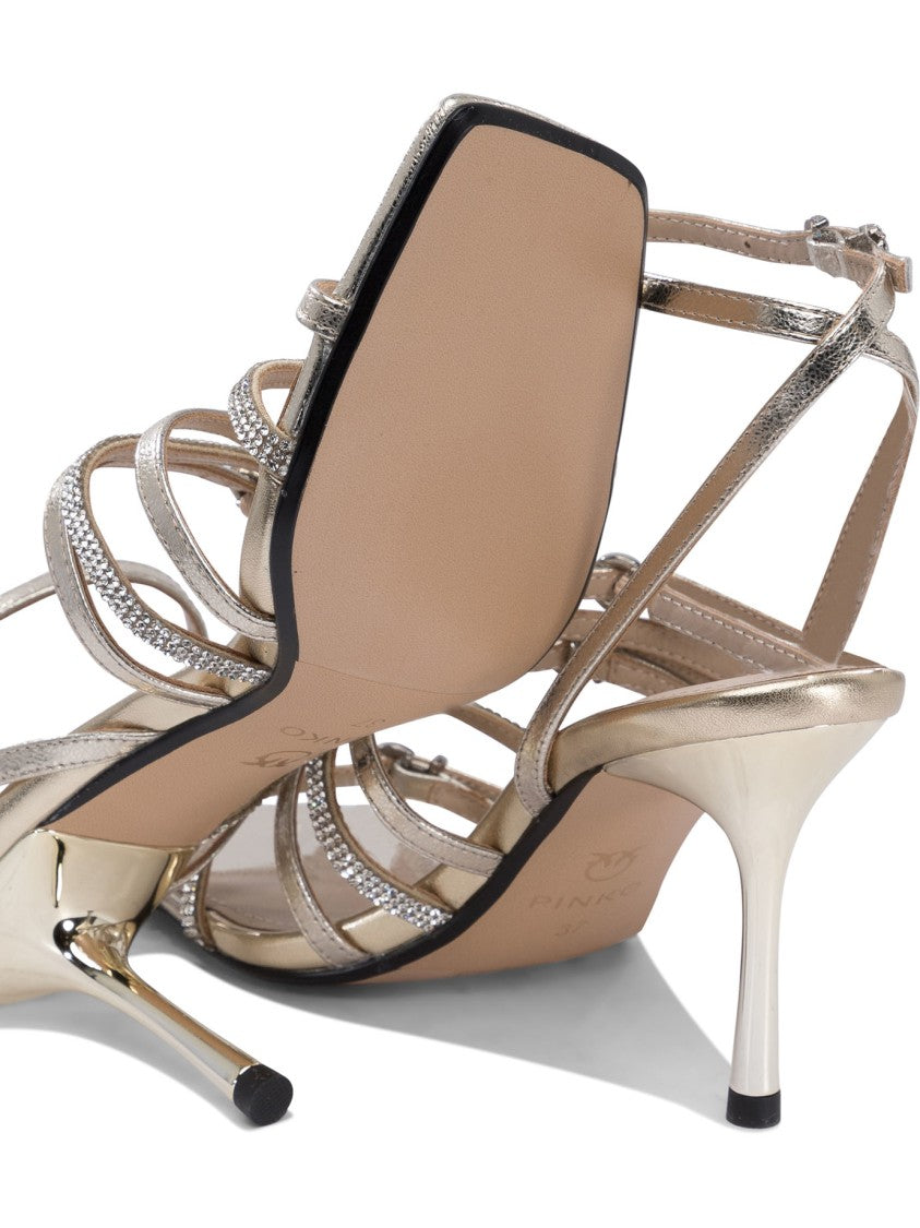 Pinko Stiletto Heeled Sandals With Sparkling Straps