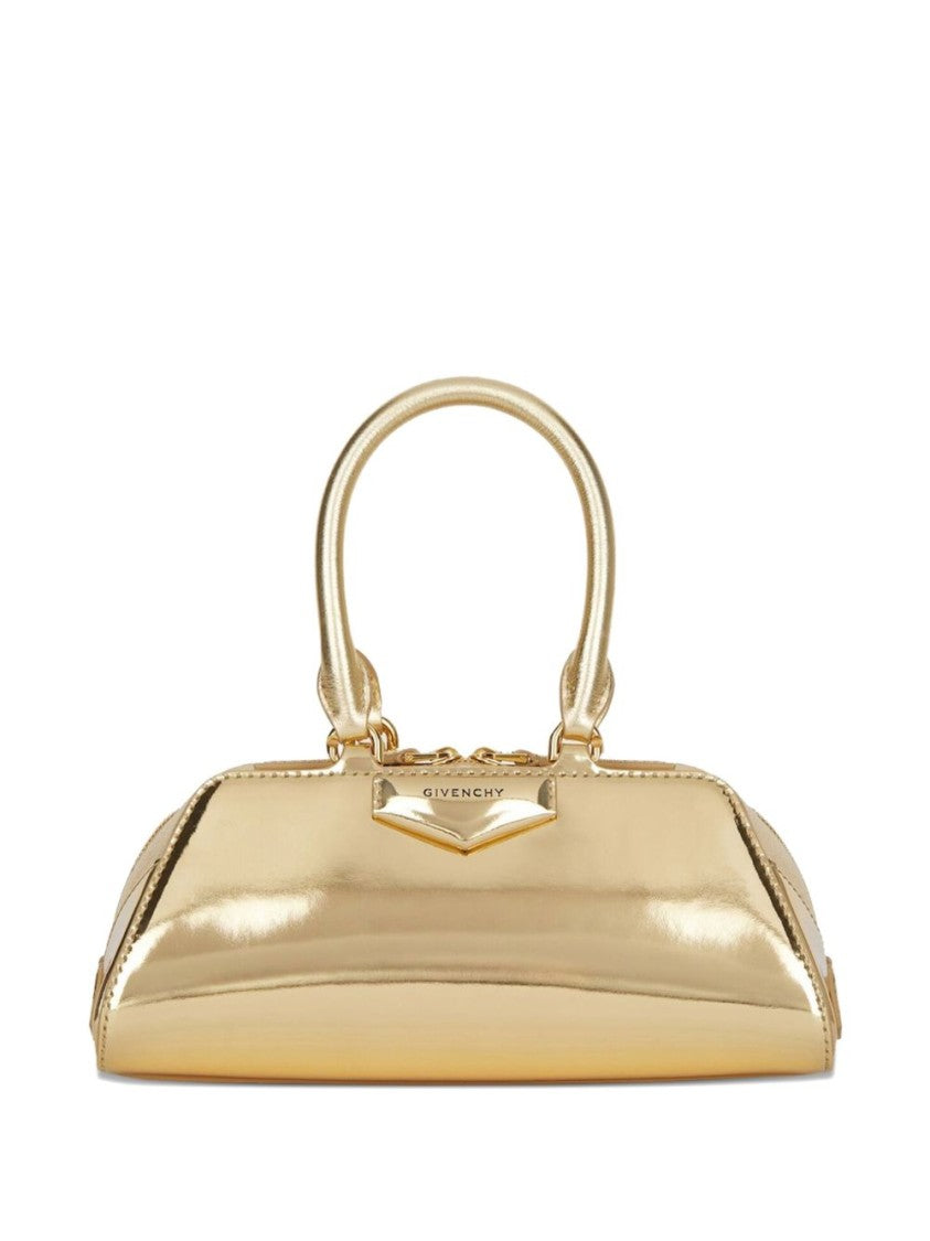 Givenchy Trapezoidal Shaped Gold Metallic Calf Leather Bag