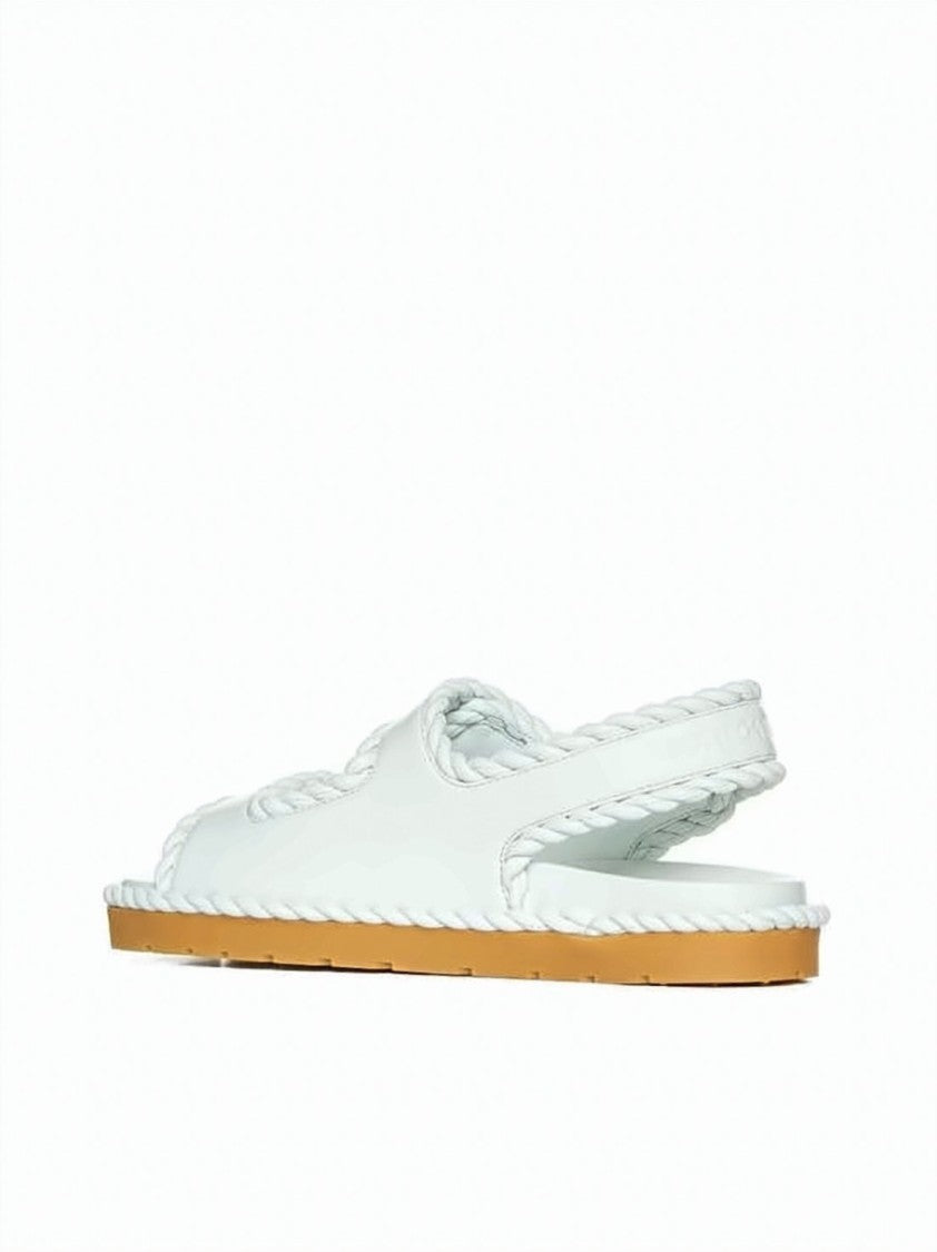 Bottega Veneta Braided White Lambskin Sandals With Adjustable Slingback
