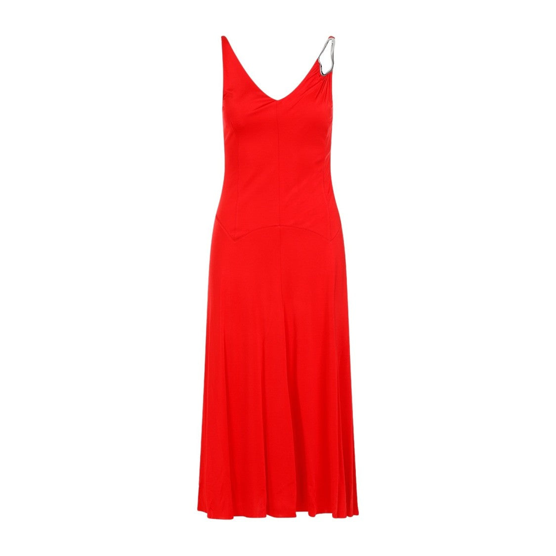 Lanvin Red Flame Sleeveless A-Line Midi Dress