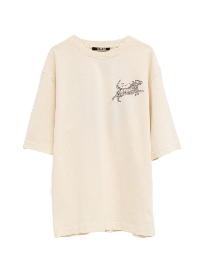 Jacquemus Loose-Fitting Short-Sleeved T-Shirt With Embroidered Dog Design