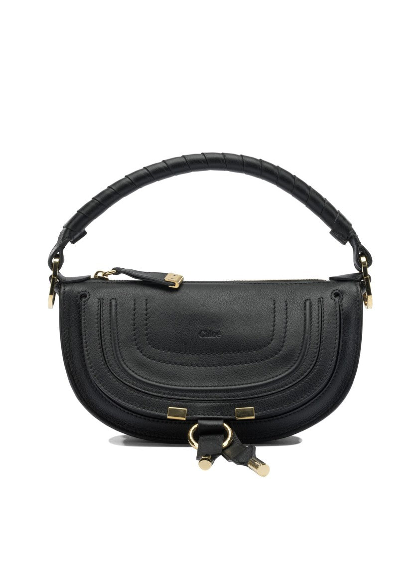 Chloé Compact Black Saddle-Stitched Shoulder Bag