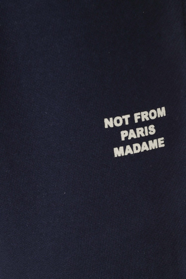 Drôle De Monsieur Blue Slogan Fleece Cotton Sweatpants