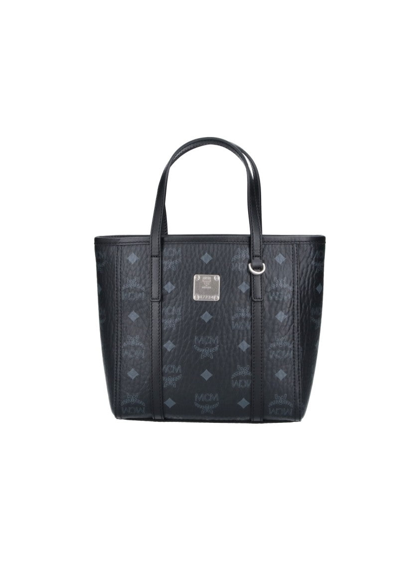 Mcm Black Toni Mini Visetos Fabric Tote Bag