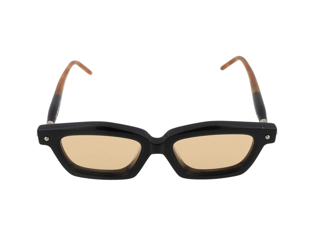 Kuboraum Angular Black Amber-Tinted Lens Sunglasses