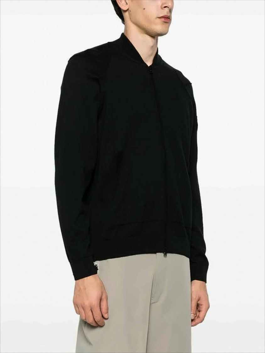 C.P. Company Black Zip-Up Cardigan With Ribbed Detailing