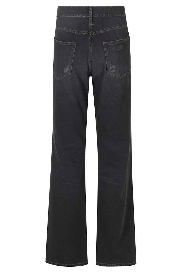 Mm6 By Maison Margiela Dark Blue Straight-Leg Cotton 5-Pocket Jeans