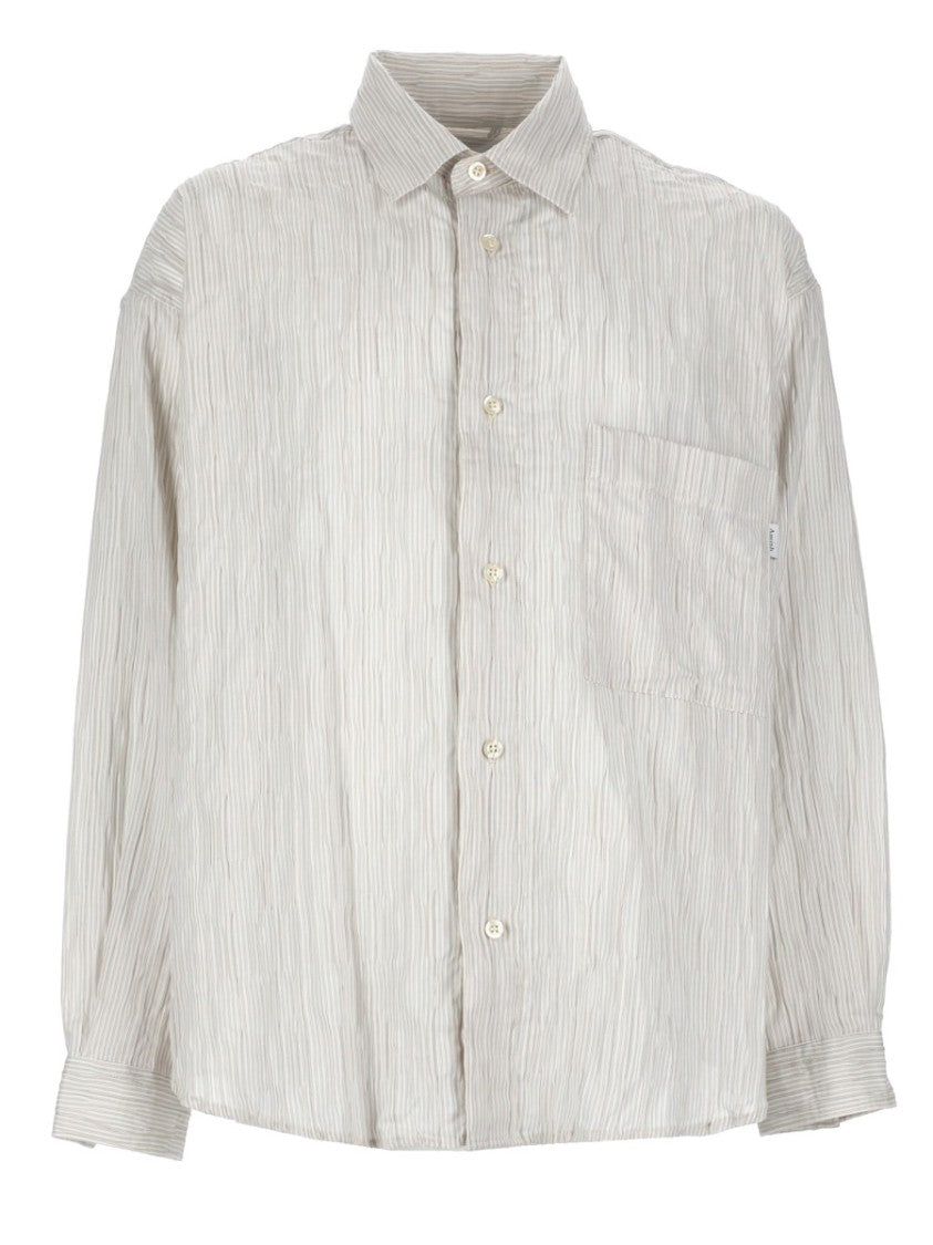 Amish Neutrals Relaxed Fit Crinkle Cotton-Blend Shirt