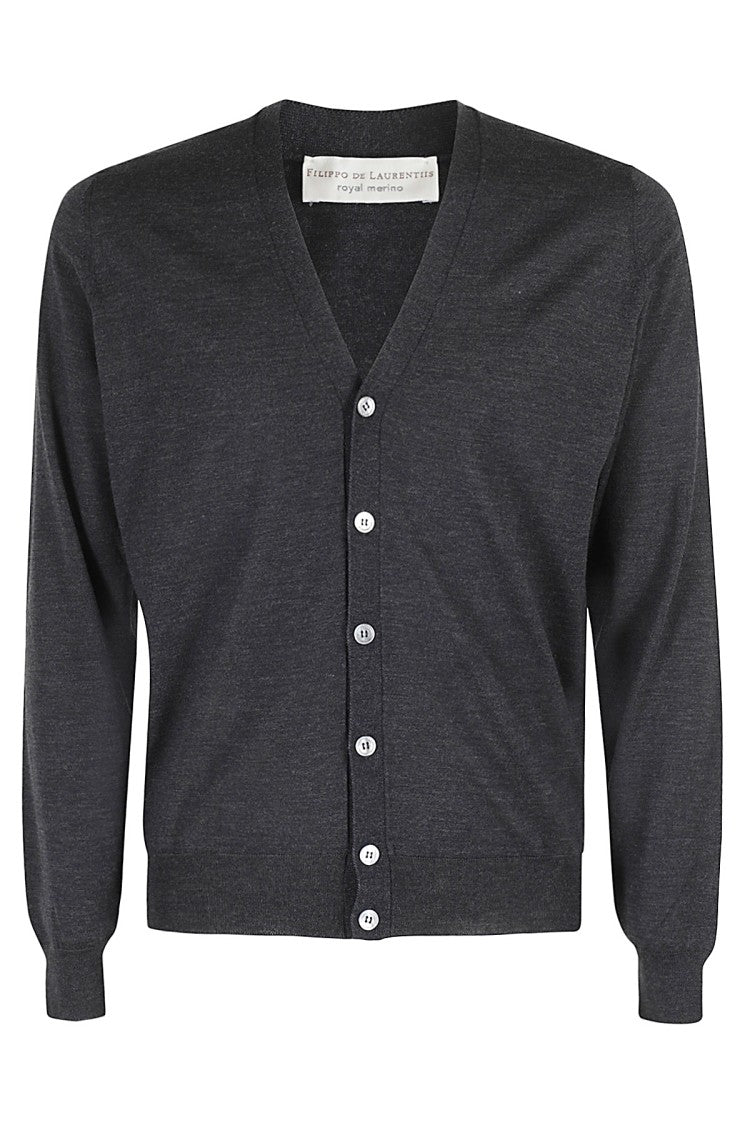 Filippo De Laurentis Classic V-Neck Merino Wool Cardigan