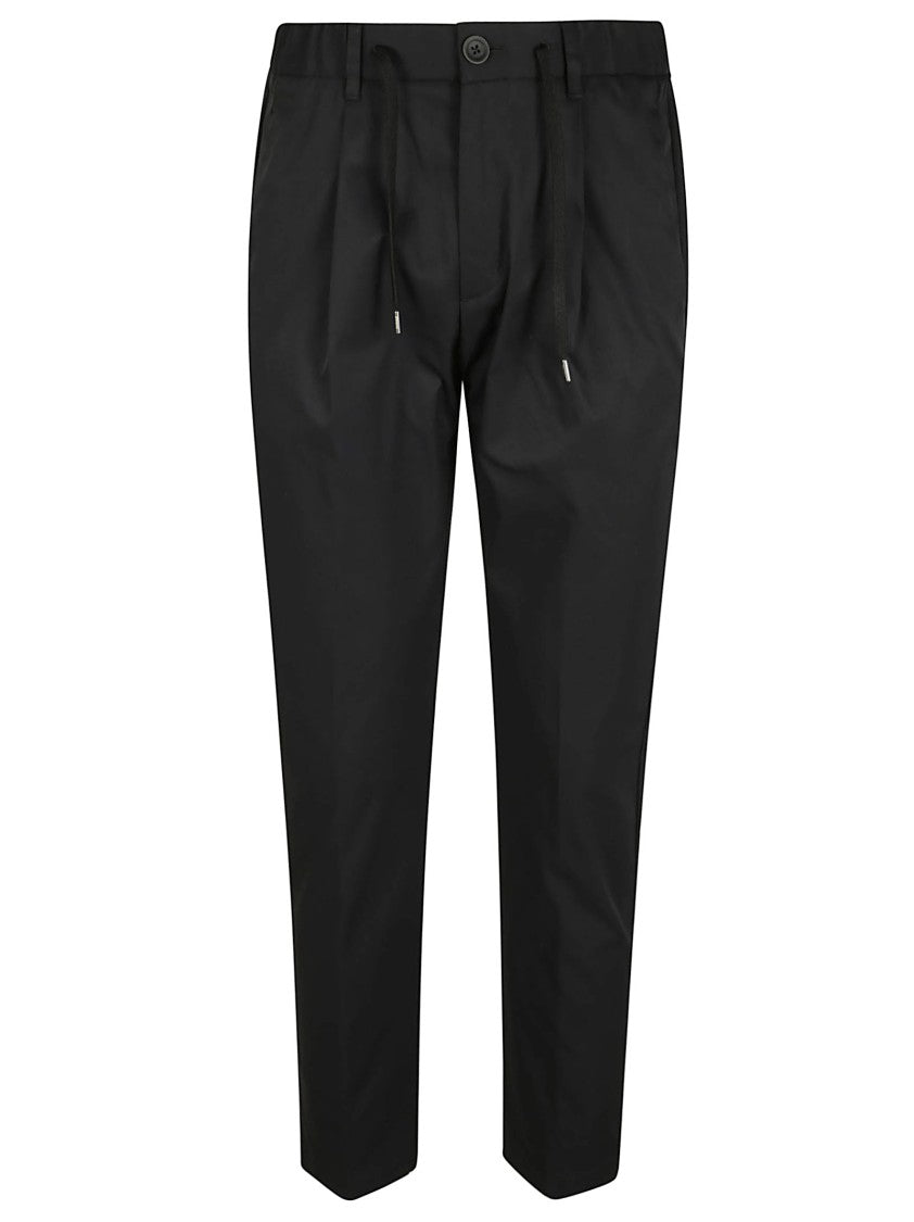 Herno Mechanical Stretch Twill Trousers With Drawstring Waist And Vintage Finish