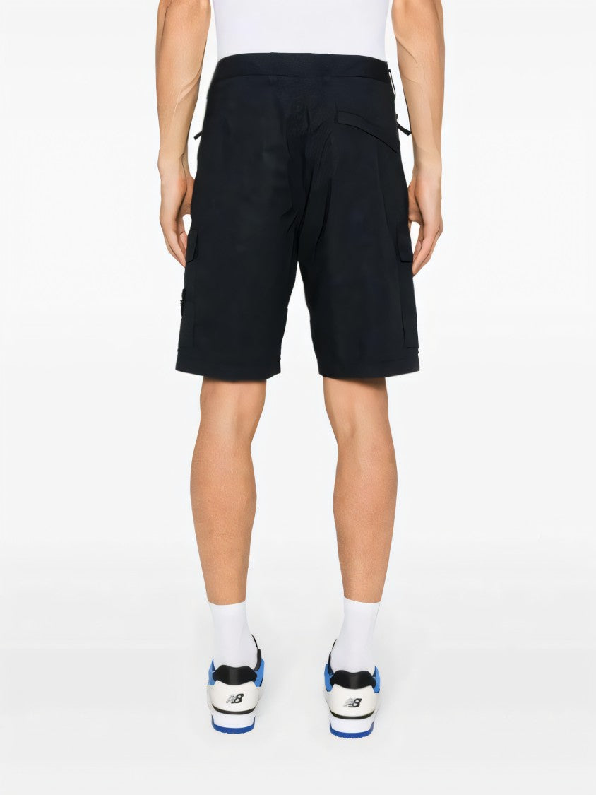 Stone Island Classic Black Cargo Shorts With Flap Pockets