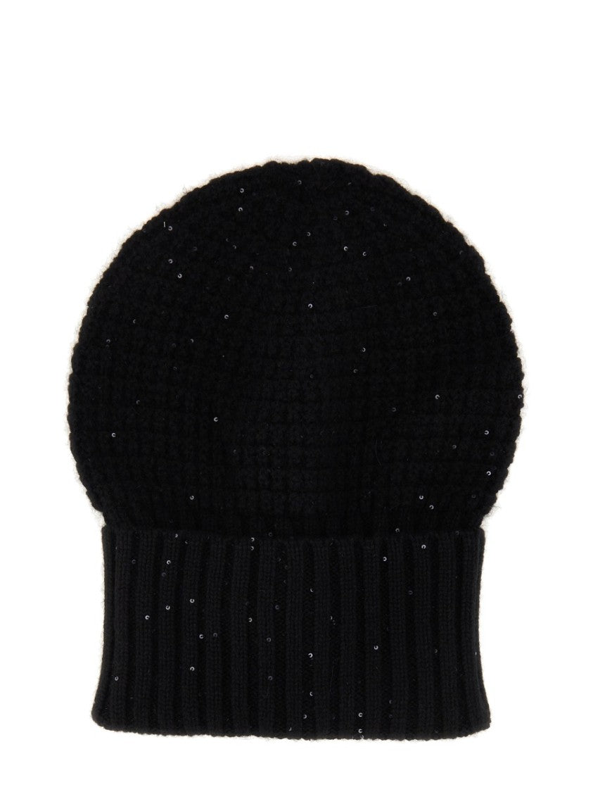 Fabiana Filippi Textured Beanie With Subtle Sequins And Ribbed Cuff