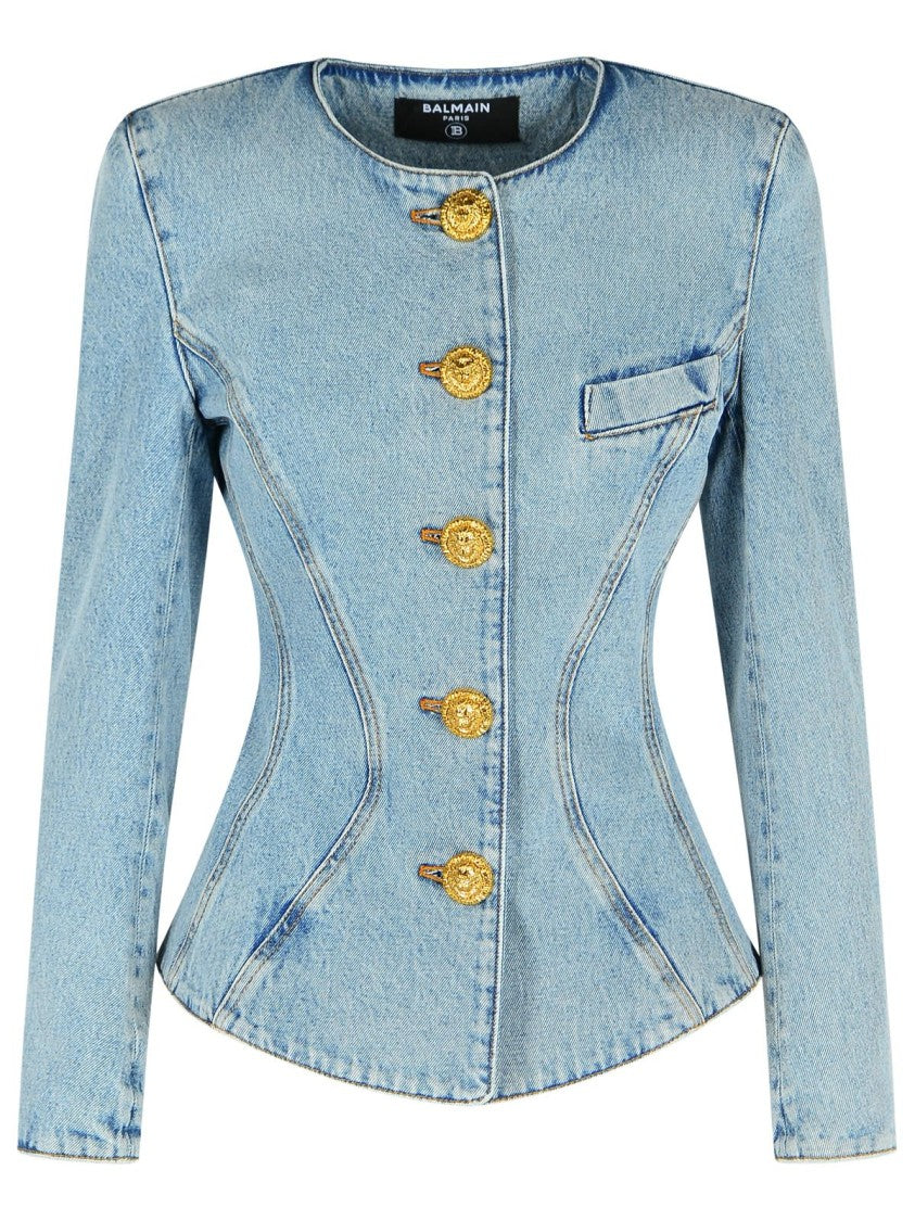 Balmain Light Blue Cotton Jacket