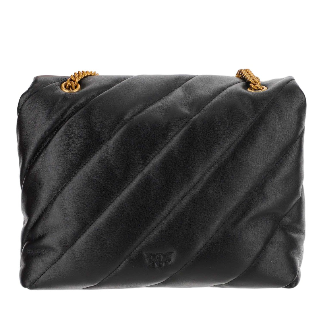 Pinko Nappa Leather Quilted Shoulder Bag With Love Birds Detail