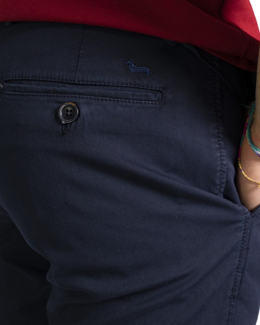 Harmont & Blaine Slim-Fit Tailored Navy Trousers With Functional Details