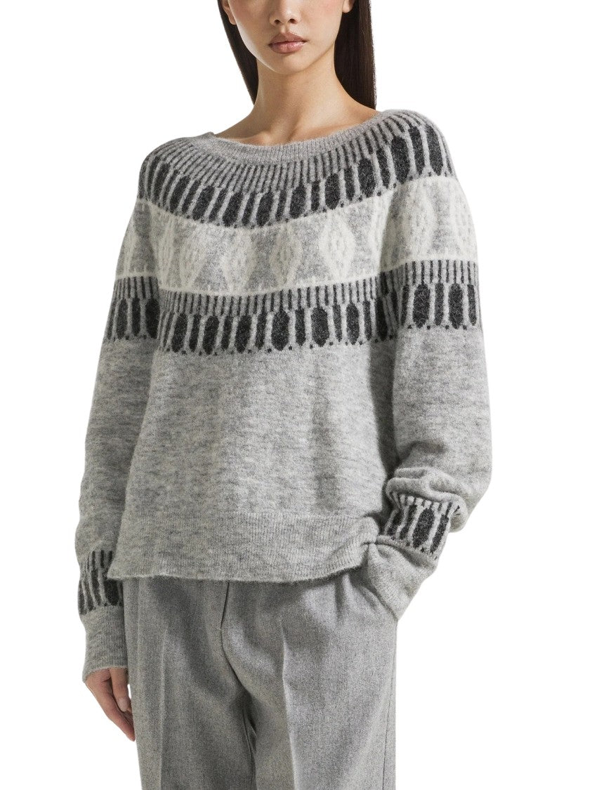 Seventy Venezia Jacquard Patterned Alpaca-Blend Crewneck Sweater