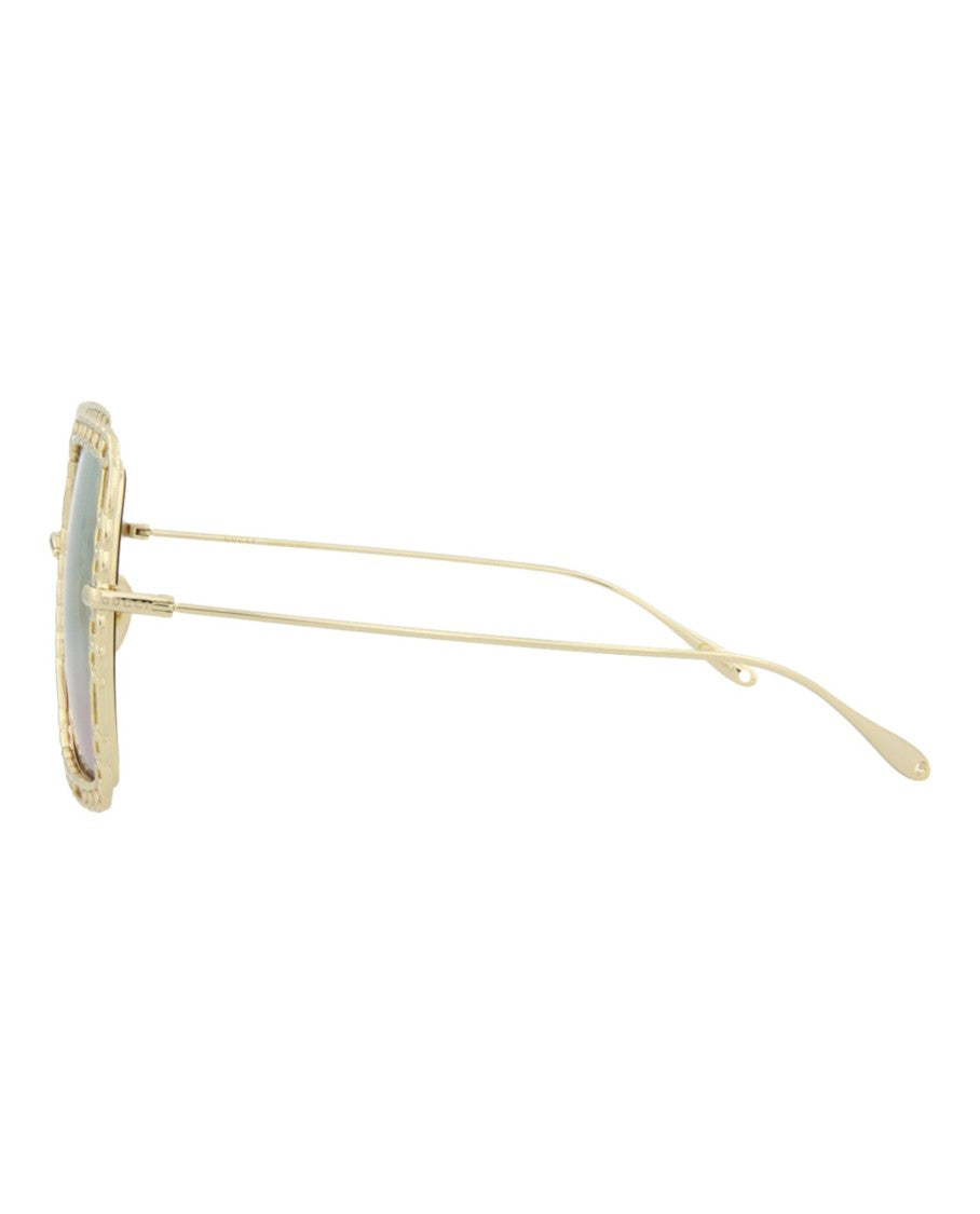 Gucci Square-Frame Metal Sunglasses