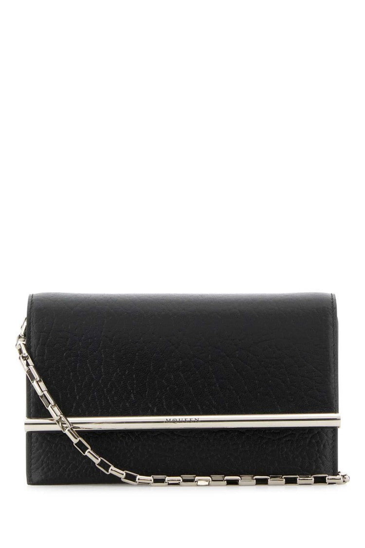Alexander Mcqueen Black Leather Mini Cross-Bar Clutch