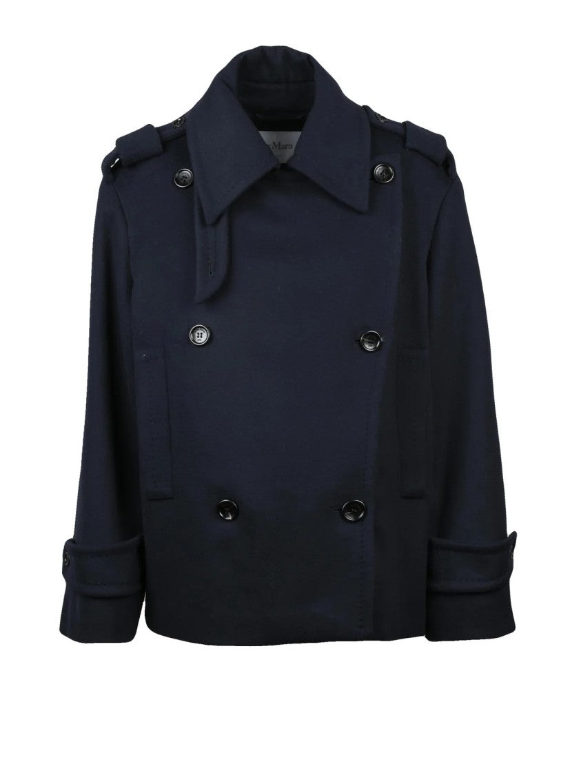 Max Mara Double-Breasted Laveno Peacoat In Wool Cashmere Blend